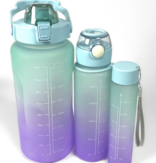 Motivational Water Bottles - Set of 3 -Blue/Purple (2Ltr/700Ml/300Ml_0