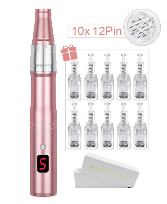 Professional Microneedeling Pen Machine for Derma MTS - 10pcs 12PIN with box_0