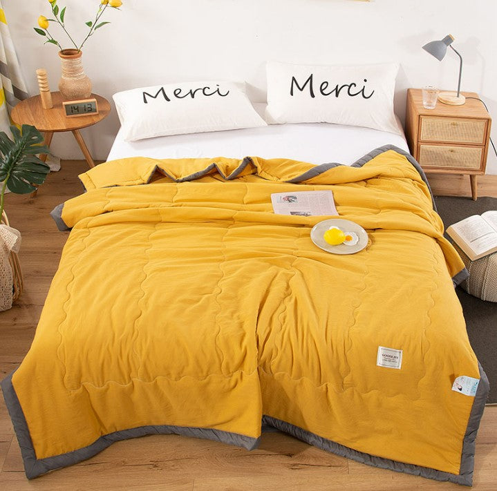 Cotton Thin Summer Cool Quilt - Yellow 200*230_0