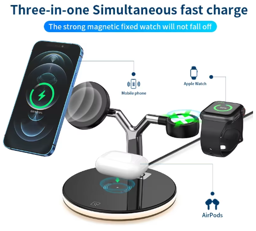 3-in-1 Fast Magnetic Wireless Charger