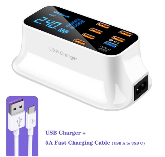 8-Port USB Charger with Quick Charge 3.0 & LED Display